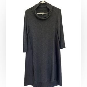 Saturday Sunday Anthropologie Grey Black Cowl Neck Midi Dress Long Sleeve Size S